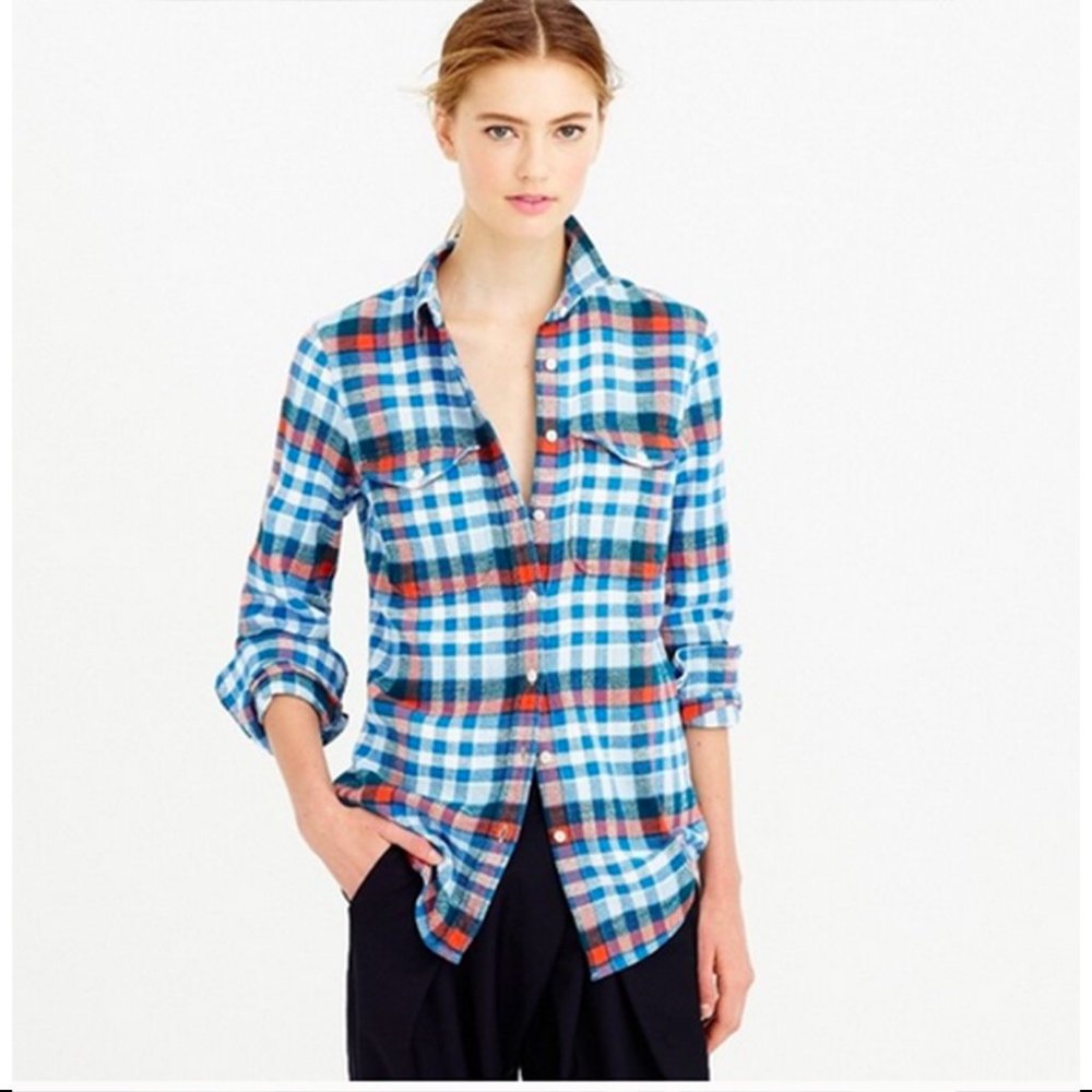 J Crew Boyfriend Flannel Shirt Size 2
